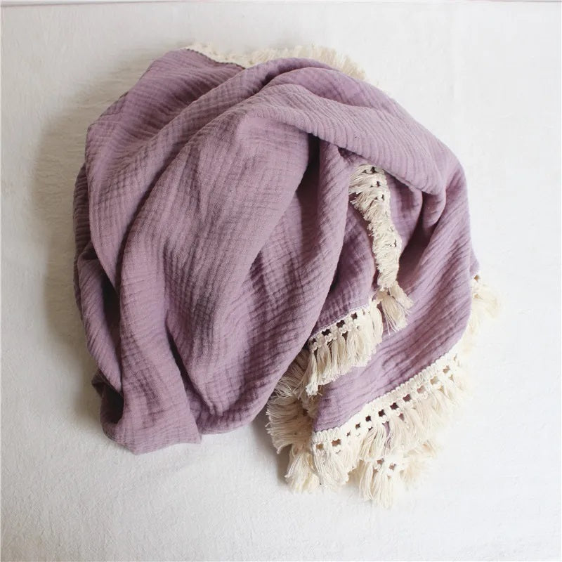 Luxurious Fringe Cotton Muslin (Pram Size)
