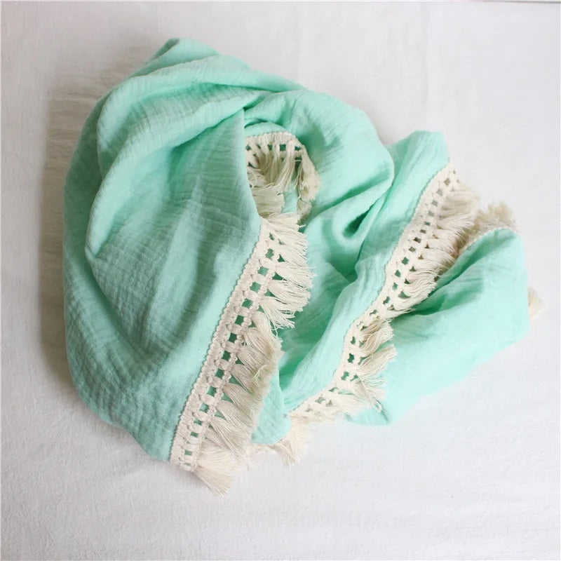 Luxurious Fringe Cotton Muslin (Pram Size)