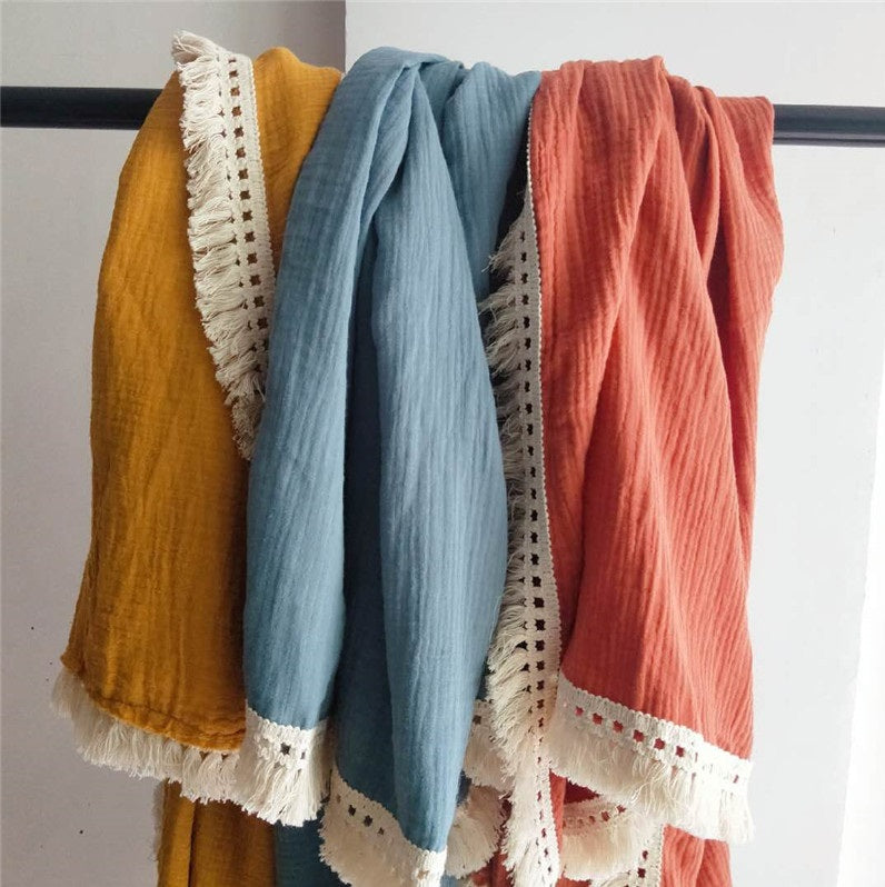Luxurious Fringe Cotton Muslin (Pram Size)