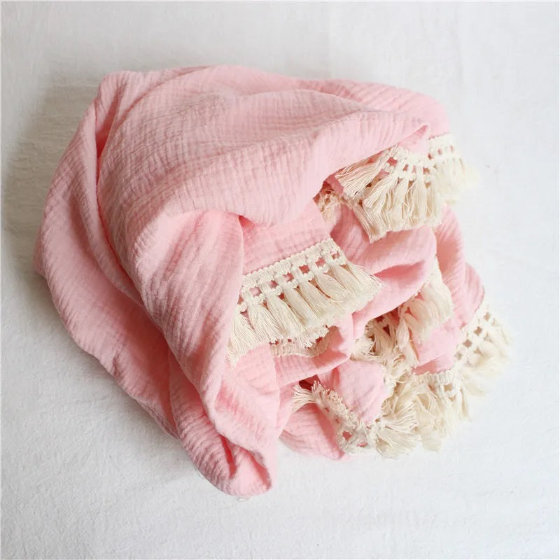 Luxurious Fringe Cotton Muslin (Pram Size)