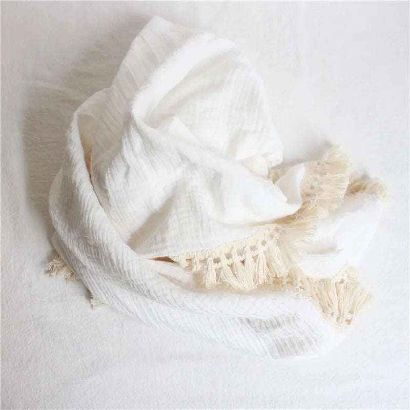 Luxurious Fringe Cotton Muslin (Pram Size)