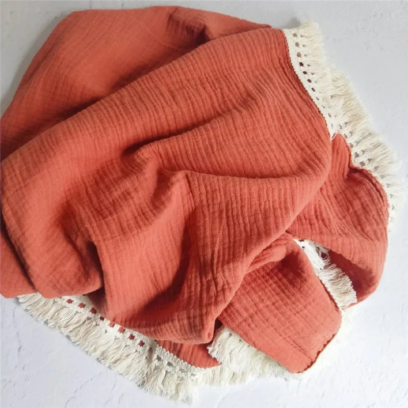 Luxurious Fringe Cotton Muslin (Pram Size)