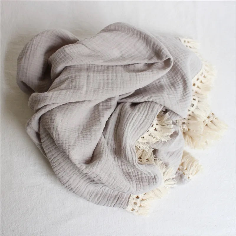 Luxurious Fringe Cotton Muslin (Pram Size)