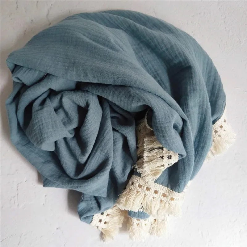 Luxurious Fringe Cotton Muslin (Pram Size)