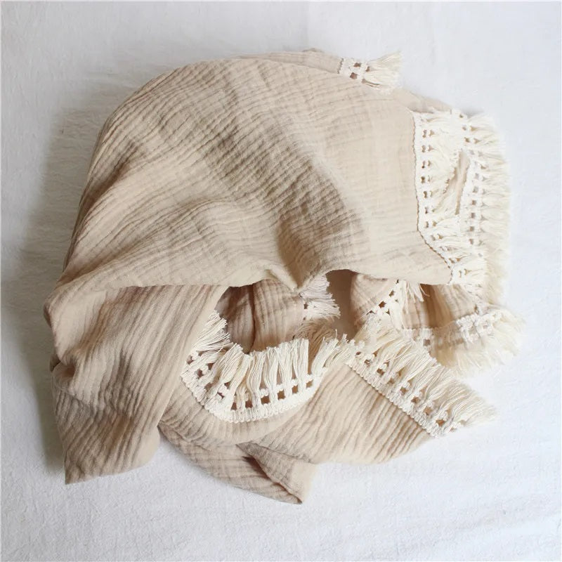 Luxurious Fringe Cotton Muslin (Pram Size)