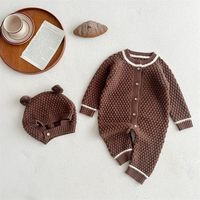Little Moon Knitted Romper & Hat Set