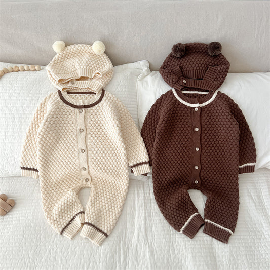 Little Moon Knitted Romper & Hat Set