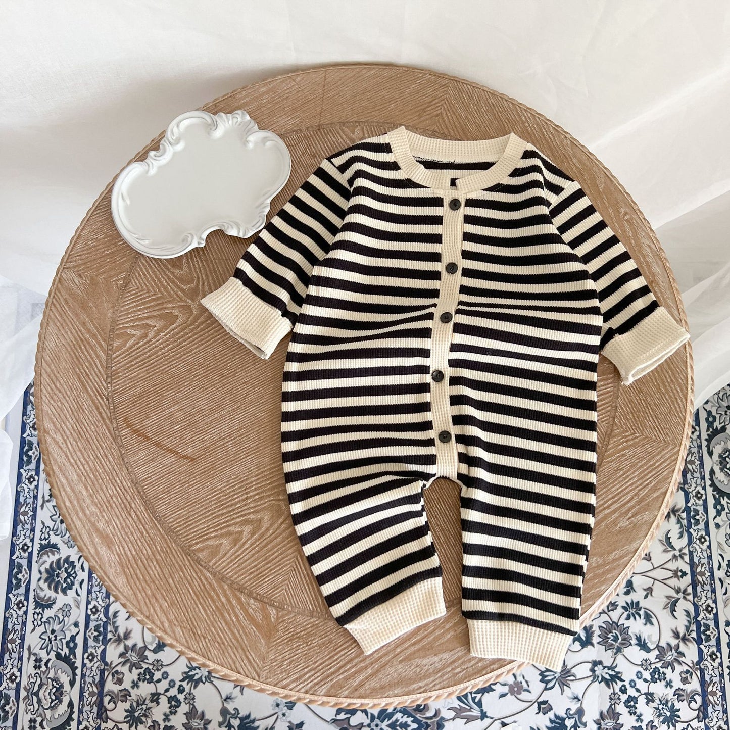 Striped Waffle Romper