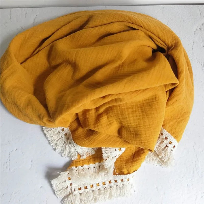 Luxurious Fringe Cotton Muslin (Pram Size)